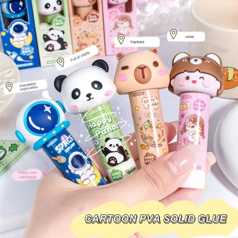 Y88B Cartoon PVA Pegue School Pegos sólidos Adhesivo Secado rápido Fácil llevar