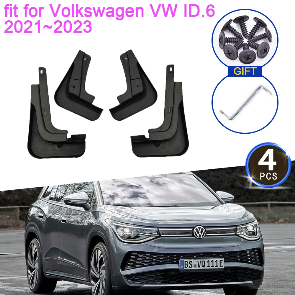 for Volkswagen VW ID.6 2021~2023 2022 Mudguards Anti-splash Upgrade Front Rear Wheel Fender Mudflaps Car Stying 4Pcs Accessories