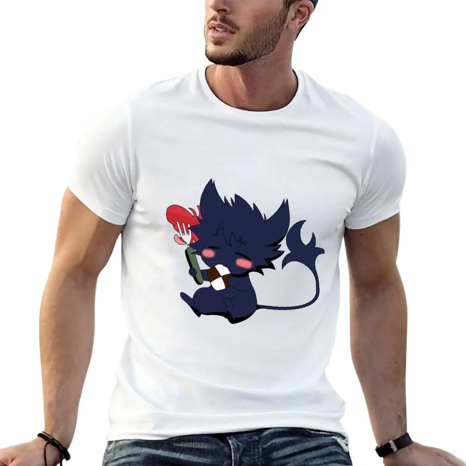 

Servamp Kuro Cute Eating T-Shirt for a boy Short sleeve tee customs design your own T-shirts for men cotton