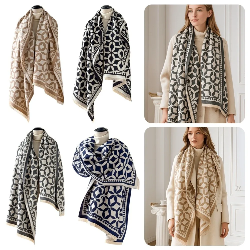 

Elegant Elegant Cashmere Poncho Coldproof Warm Jacquard Design Scarf Windproof Winter Blanket Winter Season