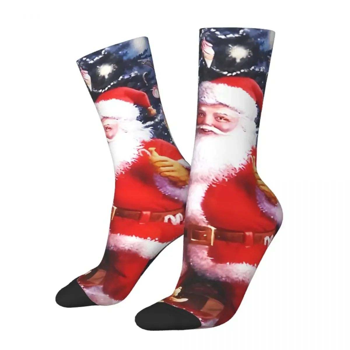 

Hip Hop Vintage Santa Crazy Men's Socks Merry Christmas Unisex Harajuku Pattern Printed Novelty Happy Crew Sock Boys Gift