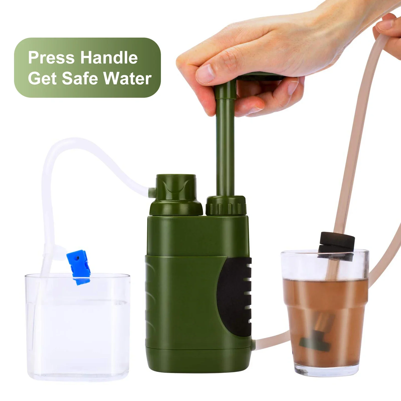 0.01 Micron 4-Stages Water Purifier Hand Pump Water Filter For Emergency Traveling Camping Survival Water Purifier