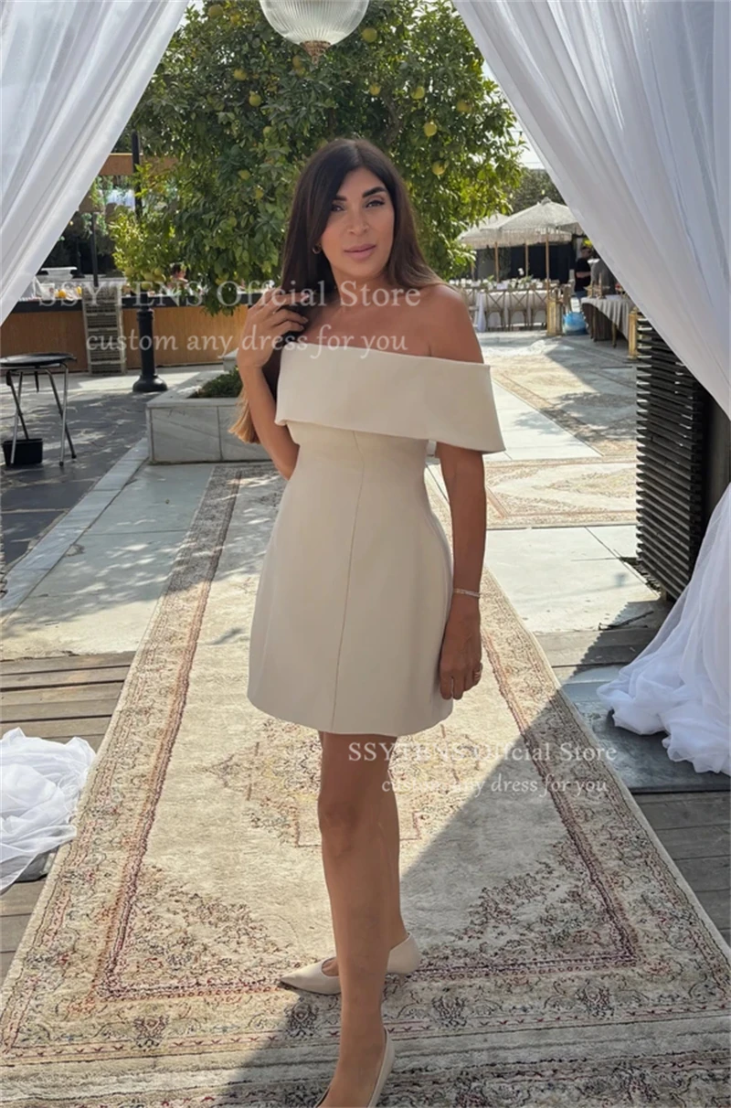 SSYTENS простые свадебные платья с открытыми плечами женские короткие атласные платья выше колена Vestidos De Novia Vestidos De Novia Boda по индивидуальному заказу