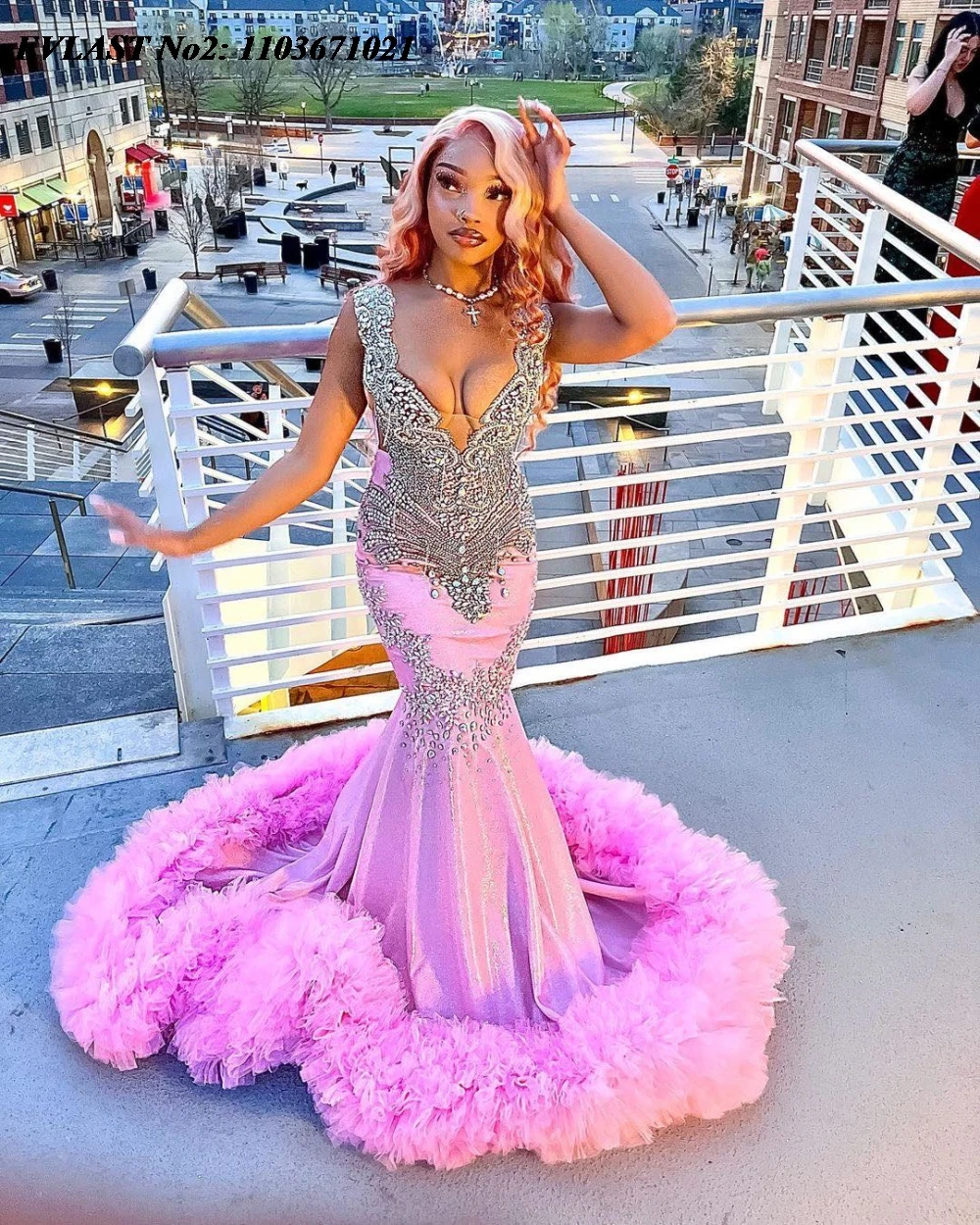 EVLAST Customized Chic Lilac Prom Dresses Silver Beaded Rhinestone Black Girls Ruffles Evening Party 2025 Birthday Dress E2P65