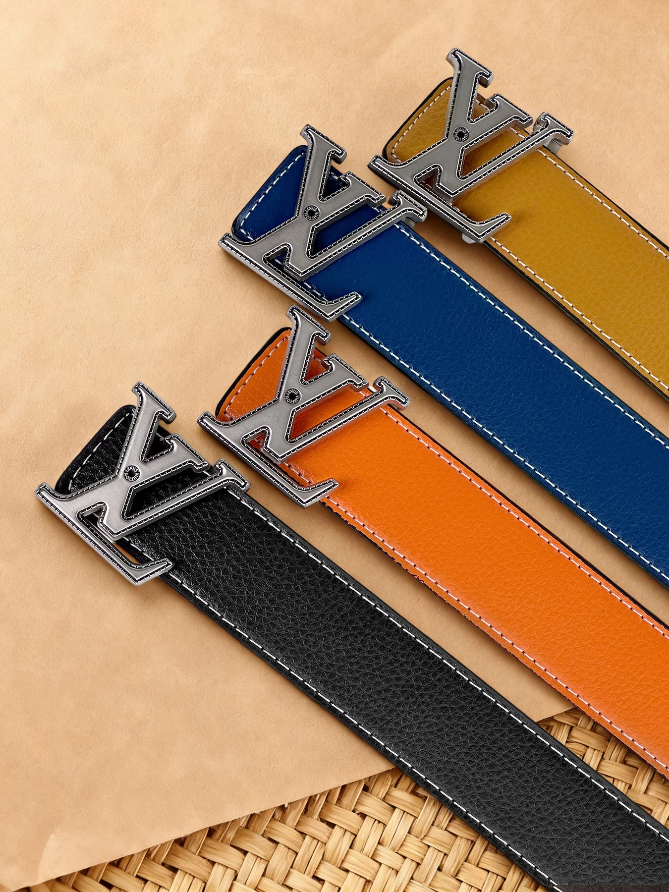 أحزمة رجالية ونسائية بإبزيم كلاسيكي ذهبي، مصنوعة يدويًا من جلد البولي يوريثان، فاخرة وخفيفة وعصرية، متعددة الوظائف، يمكن مطابقة مع wi