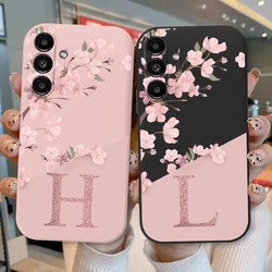 Letter Flower Phone Case For Samsung Galaxy A34 5G Shockproof TPU Bumper Soft Silicone Back Cover For Samsung A 34 Fundas Black