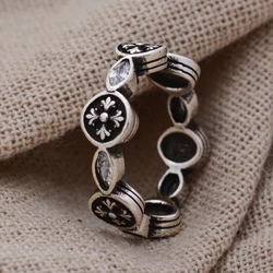 Hot Sell Retro Round Cross Thai Silver Female Finger Ring Original Jewelry For Women Christmas Gifts Never Fade
