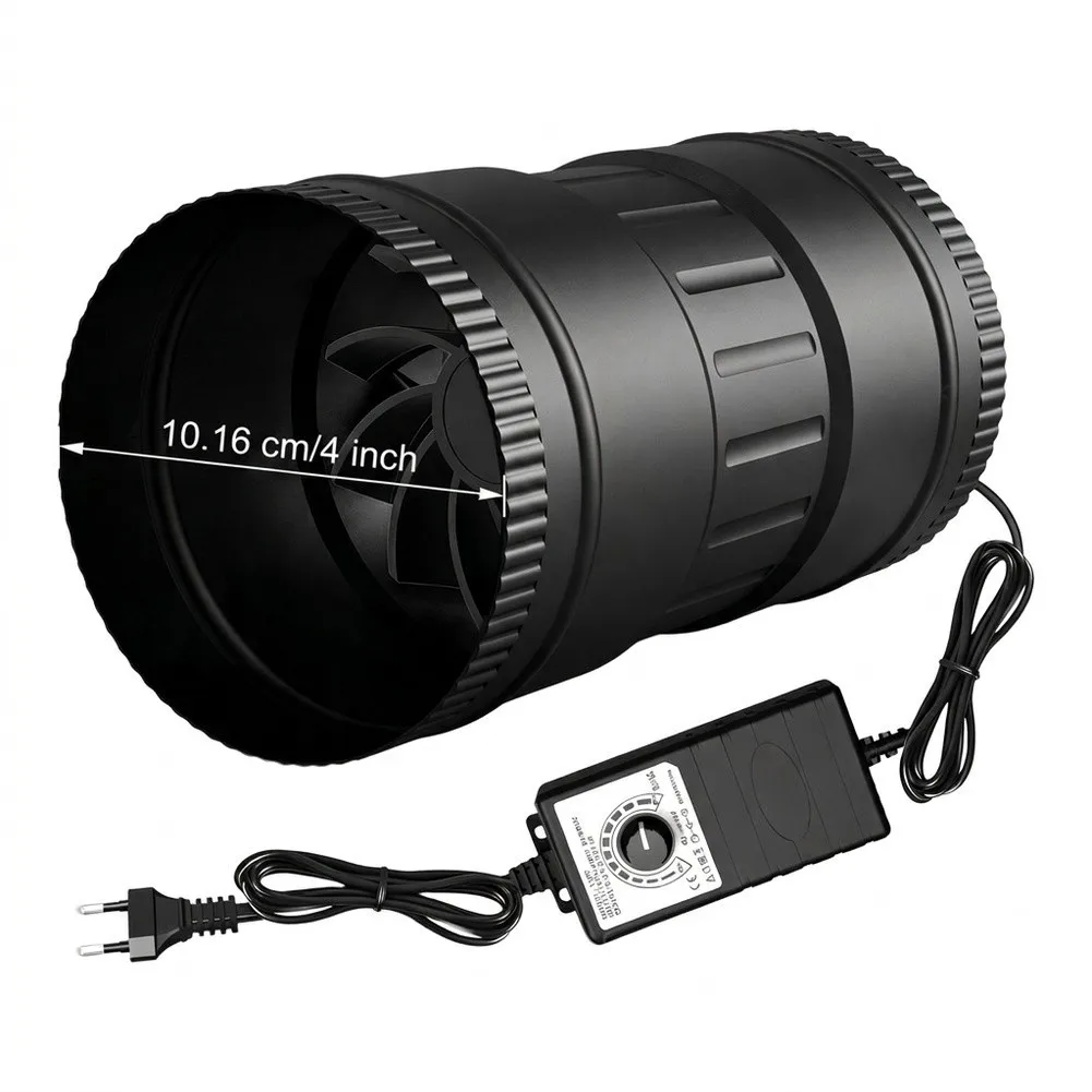Dryer Booster Inline Duct Fan For Small Grow Tents Black High Efficiency Motor Low Power Consumption Stable Airflow
