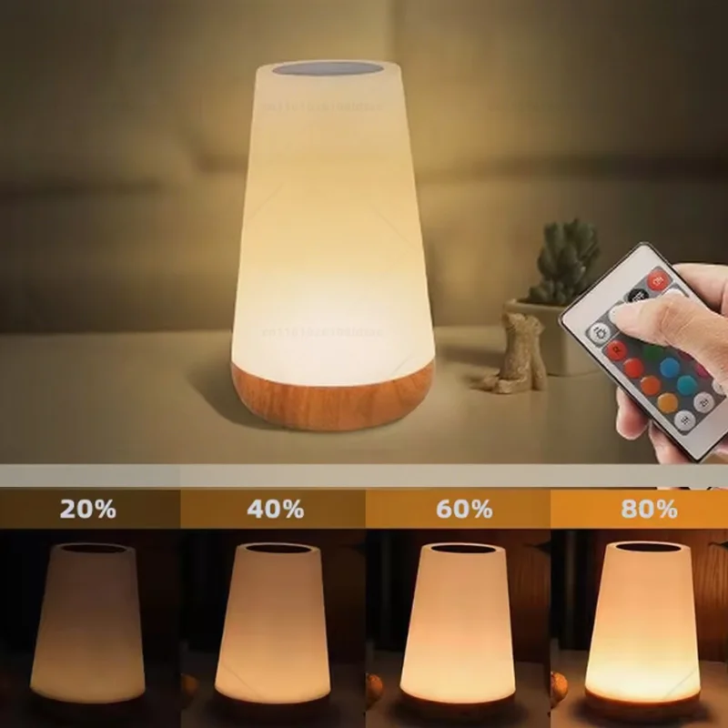 Nachtlicht mit 13 Farbwechseln, Fernbedienung, Touch-USB, wiederaufladbar, RGB-Nachtlampe, dimmbare Lampe, tragbare Tisch-Nachttischlampe