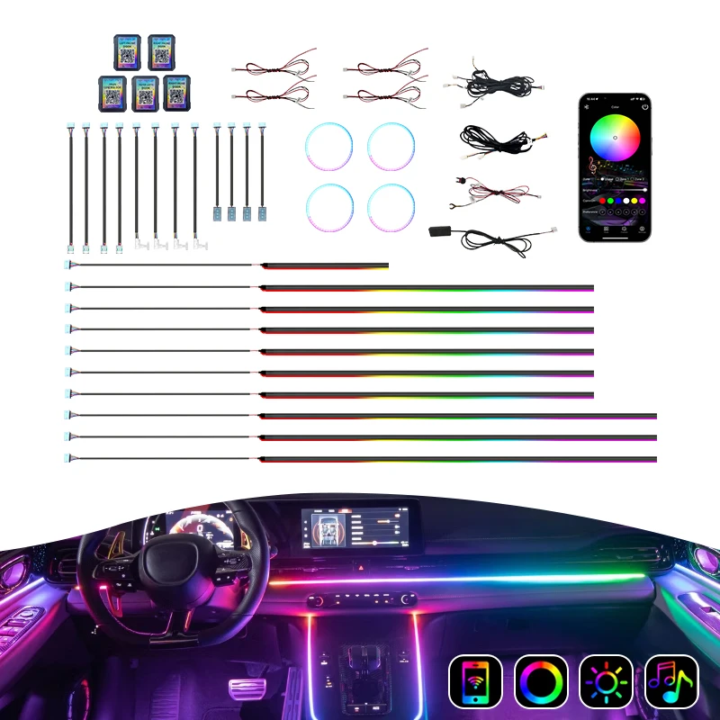 No.1 Selling Car Ambient Light Kit 18 In 1/10 In 1/6 In 1 Interior Led Car Lights Symphony Led Strip Light RGB For 98% Car