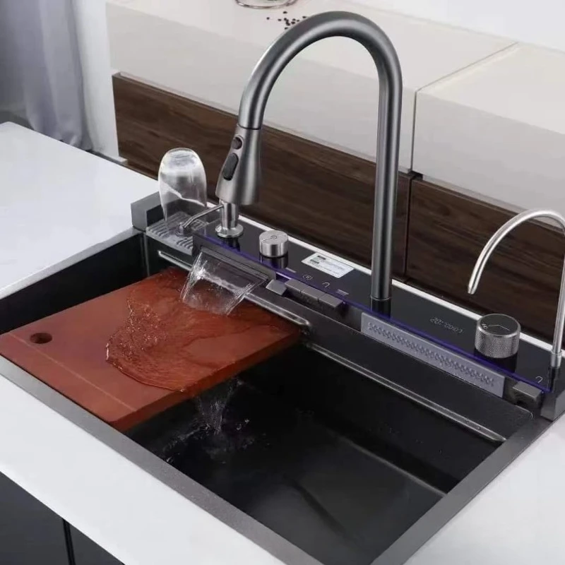 

Whale Kitchen Sink Large Single Sink Thickened 201/304 Stainless Steel 5-Key Embossed Vegetable Wash Basin