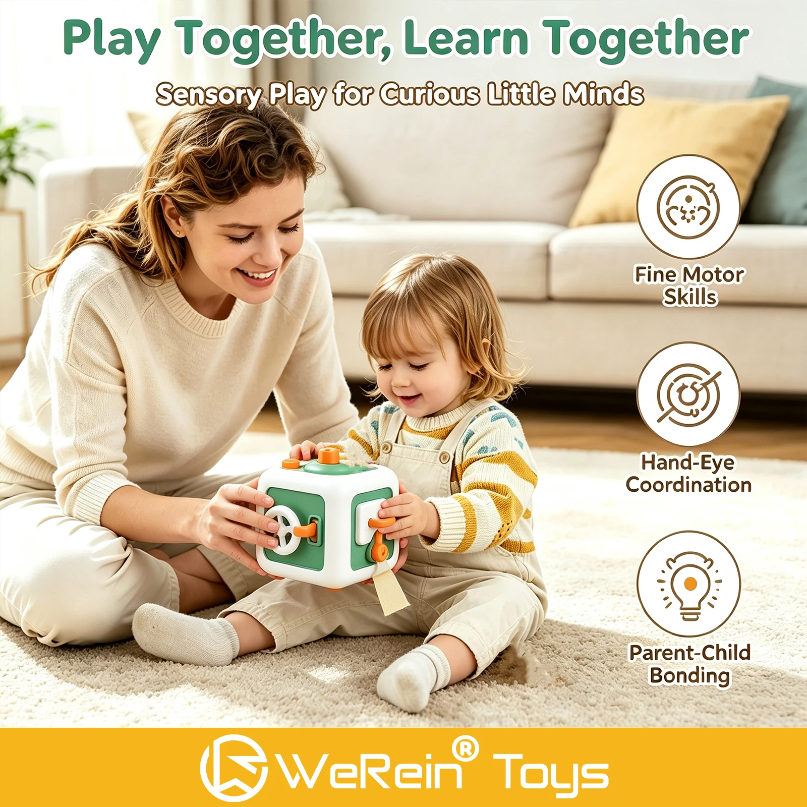6 in 1 Montessori Cube Toys Sensory Busy Board Cube Baby Practice Skills Fidget Educational Toys for Girls, Boys - view 6