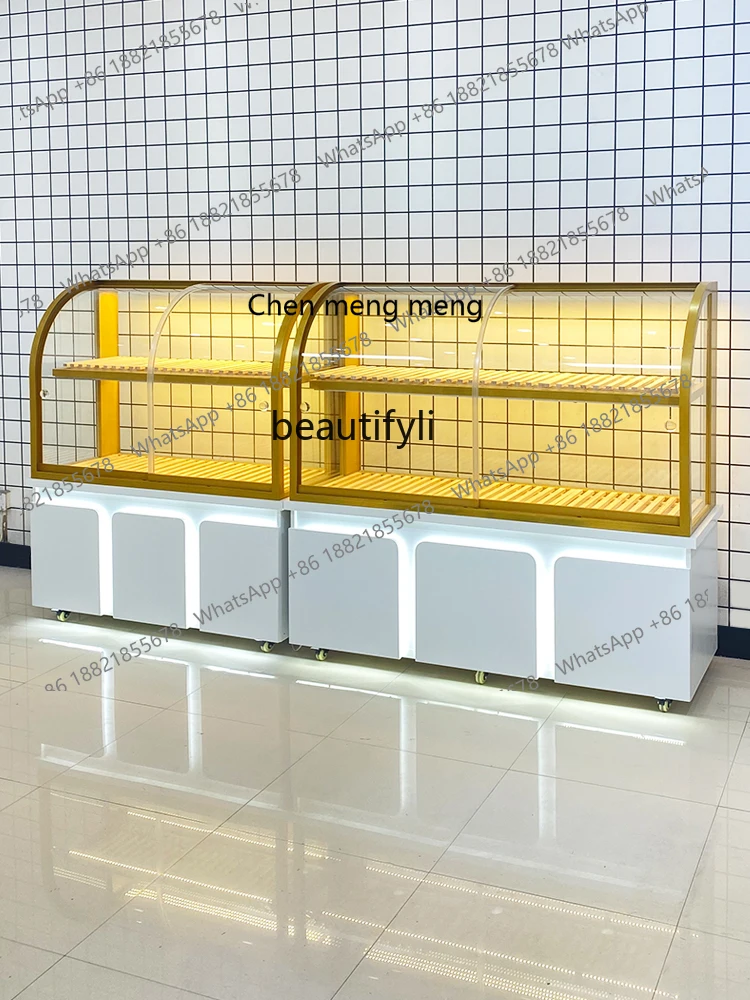 S7486 ss Curved Bread Display Cabinets Wall Cabinet Baking Cake Shop Baking Cabinet Glass Display Dry Spot