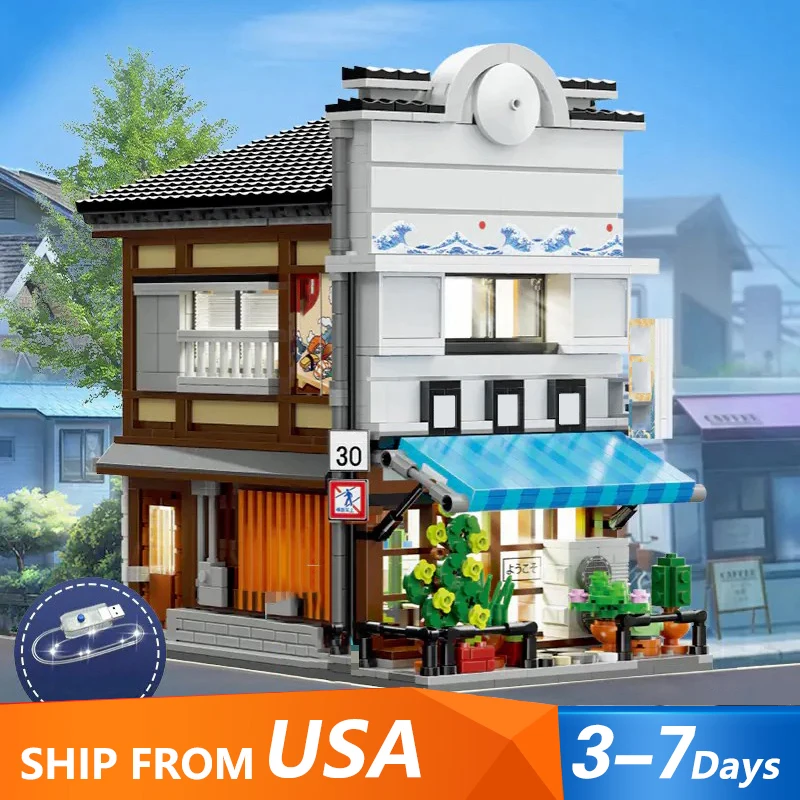 

Japanese Sushi House Restaurant 1 figures Buildings Sets,City Apartment Store Model Modular Buildings Blocks Adults Gift 1665PCS