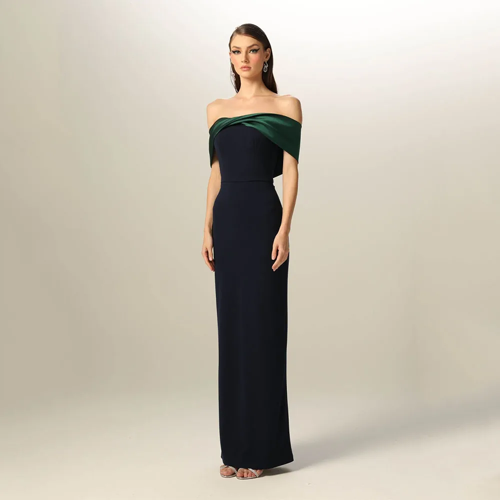 

Elegant Evening Dress Column Off the Shoulder Criss-Cross Green Black Evening Gowns for Women Sleeveless Back Split Prom Dresses