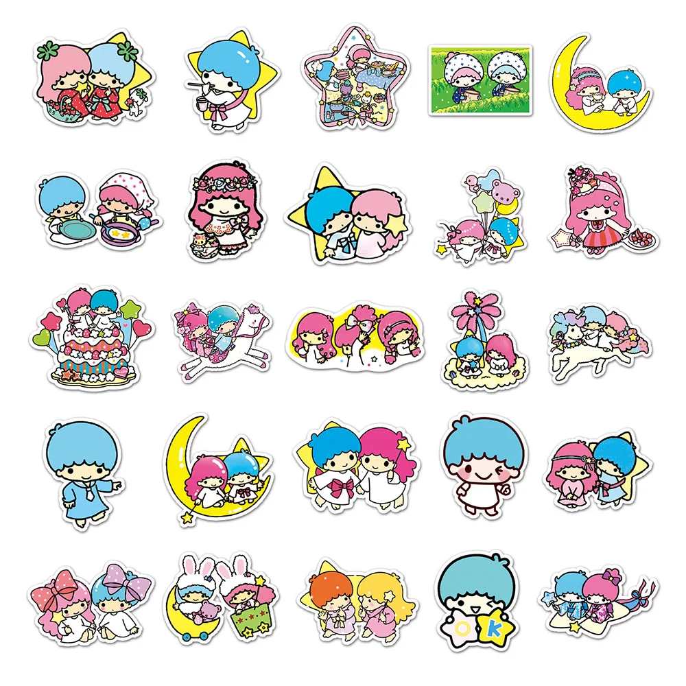 10/30/50pcs Funny Cute Little Twin Star Anime Stickers for Kids Girls Kawaii Sanrio Cartoon Sticker Suitcase Phone Bag Car Decal