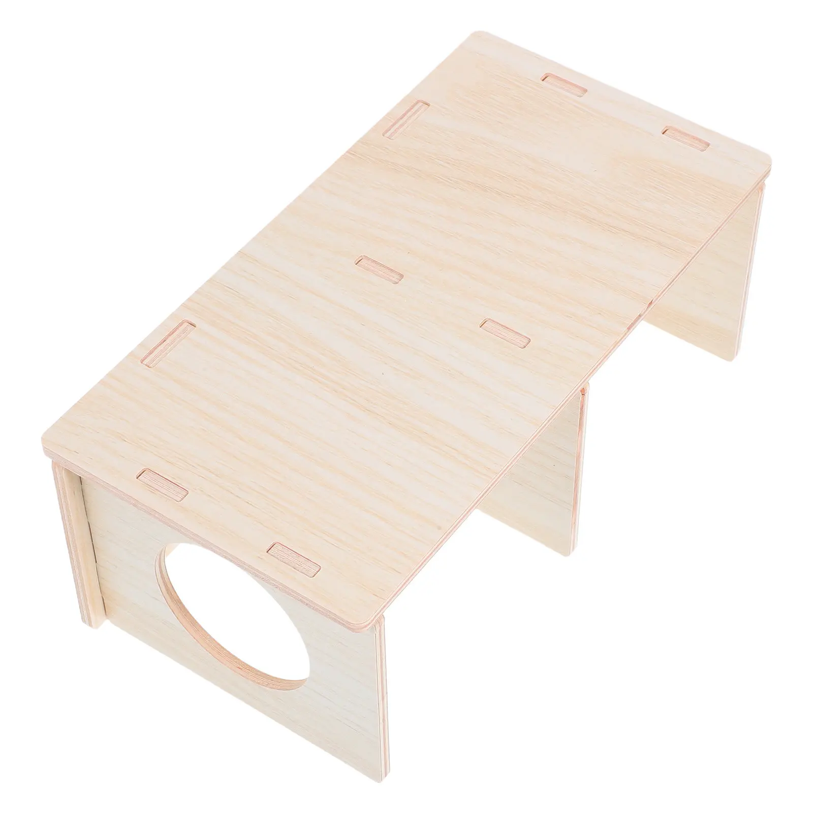 Multi-Chamber Wooden Hamster Hideout Natural Solid Wood Small Animal with Detachable Maze Design for Safe Resting Nest