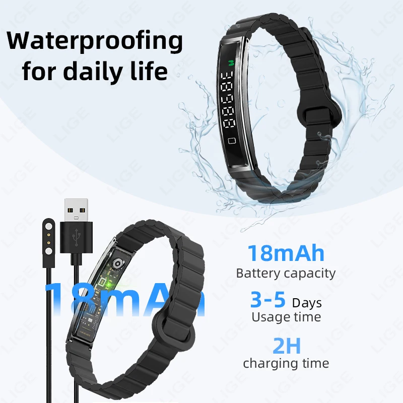 LIGE Sport Fitness Tracker Smart Armband Herzfrequenz Blut Sauerstoff Schlaf Monitor Uhren Anruf Erinnerung Smartwatch Schrittzähler Band