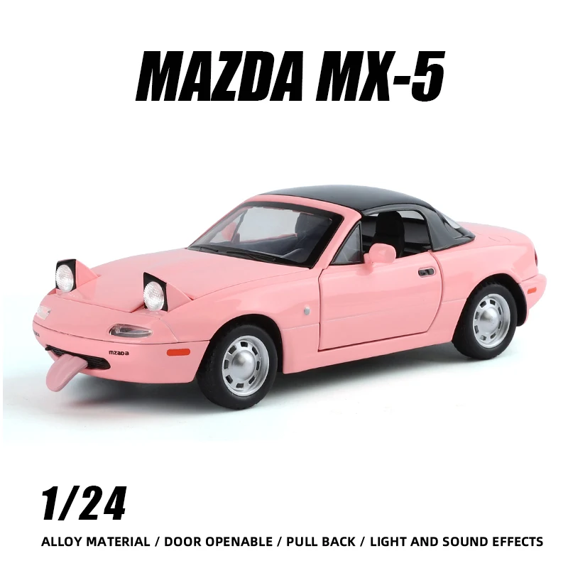 1:24 Mazda MX-5 Sports Car Model Alloy Metal Auto Simulation Toy Hot Fast Furious Wheel Kids Gift Decoration Pull Back removable