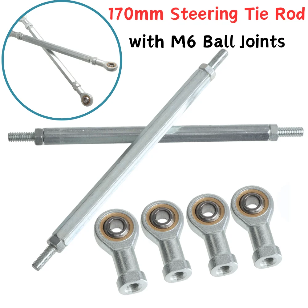 1 Pair 170mm Steering Tie Rod Kit M6 Ball Joint Fit Mini Youth Electric ATV Quad Dirt Bike Go Kart Buggy Spare Parts