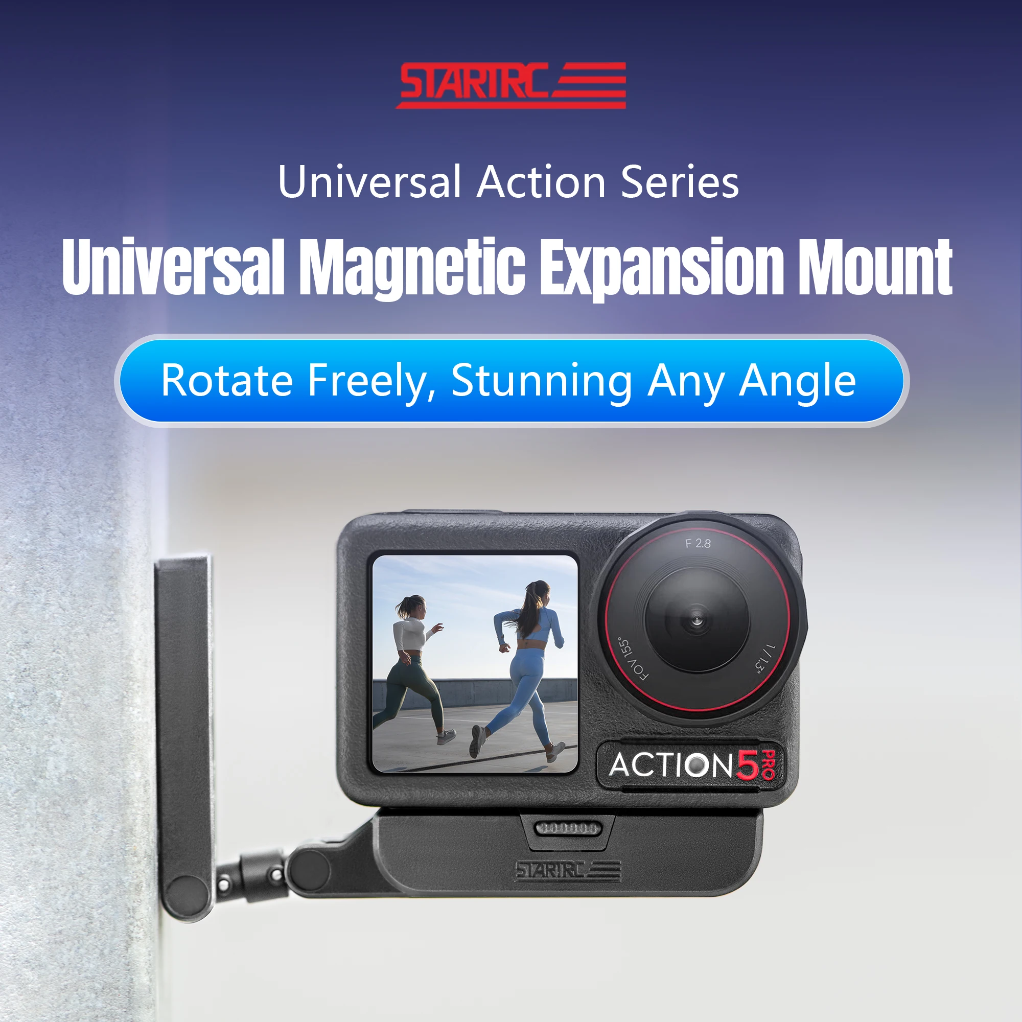 Magnetische Adapterhalterung für DJI Osmo Action 5 Pro/4/3 Osmo 360/Nano Kamera, 360 ° Verstellbare Schnellverschluss-Halterung für Fitness und Laufen