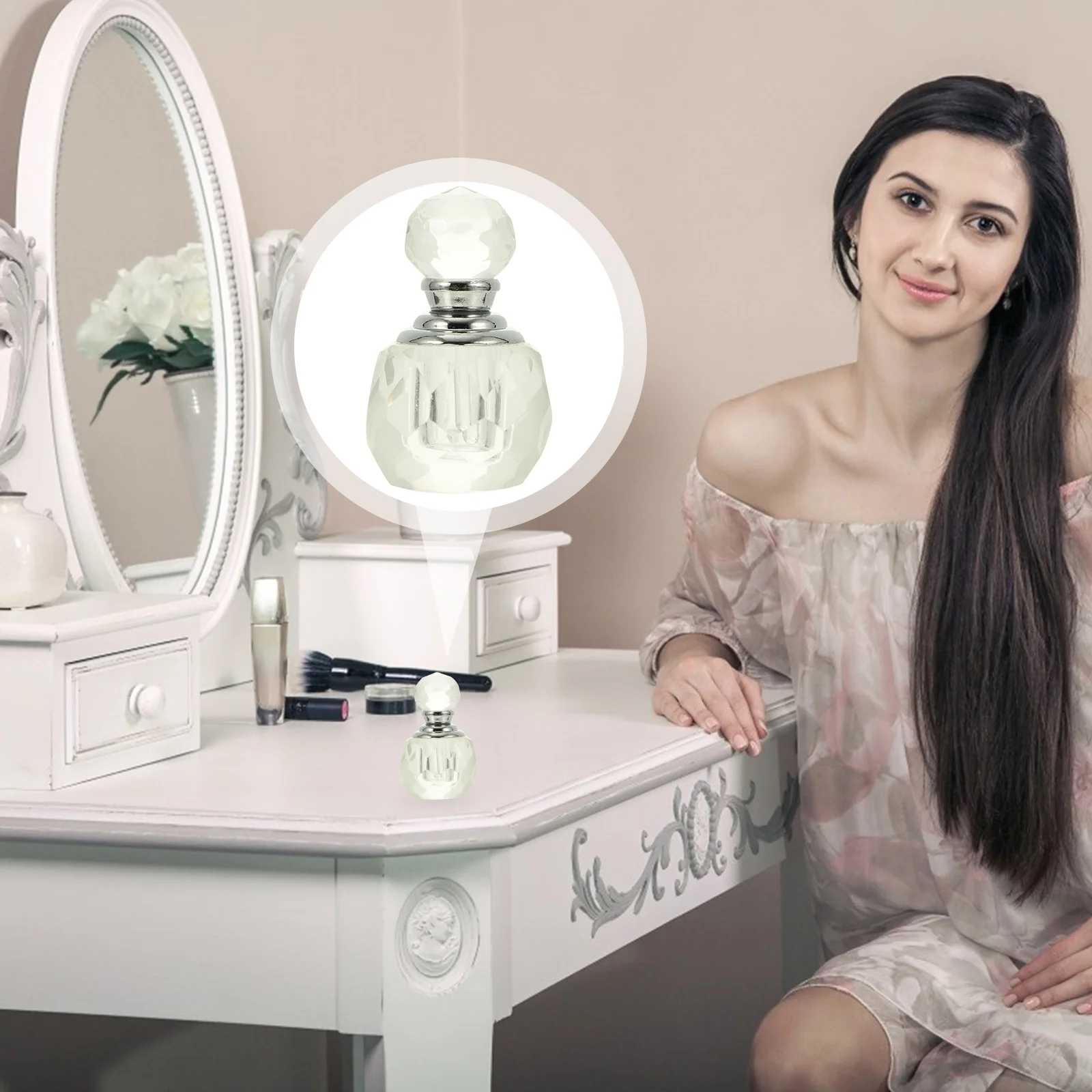 Gefacetteerde kristalheldere glazen parfumfles Vintage hervulbare transparante parfumopslagcontainer Lekvrije glazen fles