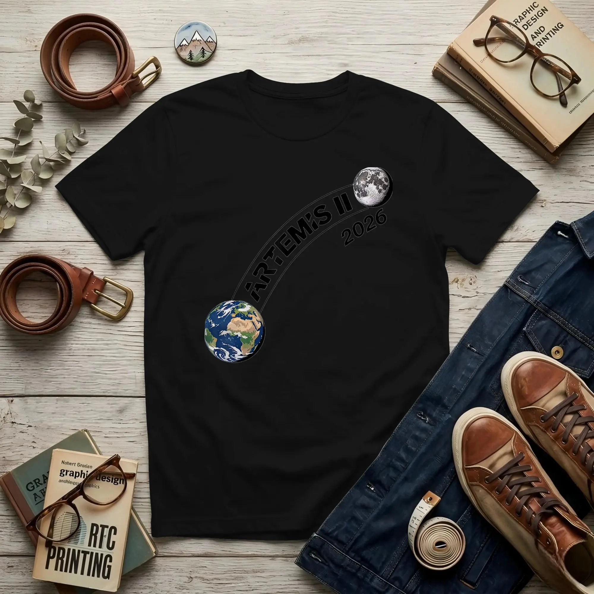 Artemis II Launch to The Moon 2026 Men T Shirt Artemis II Tee Shirt Short Sleeve Round Collar Cotton Graphic Printed T-Shirt