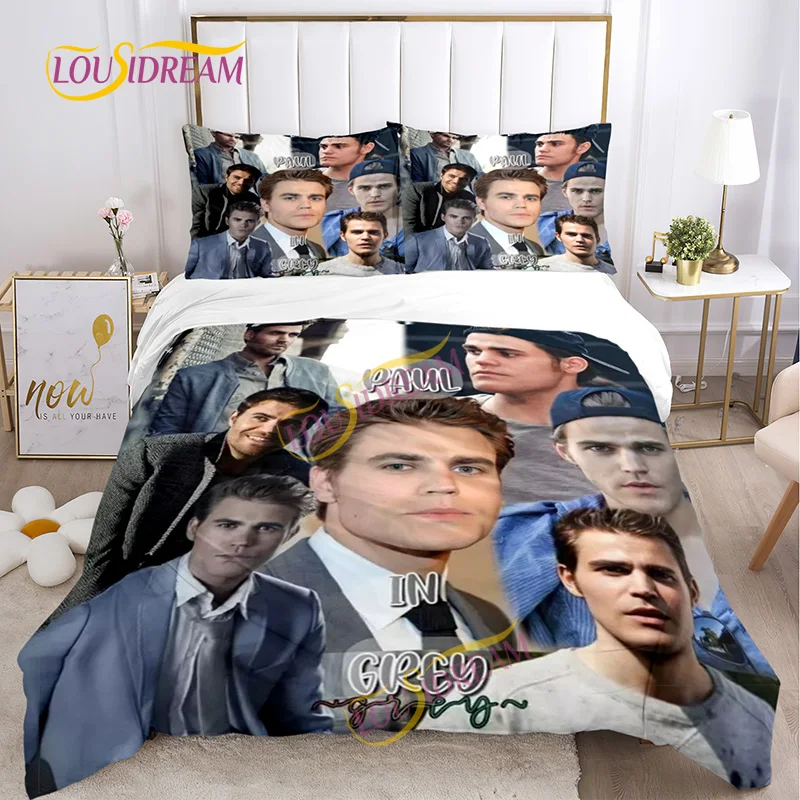 Bedding set 3D printing The Vampire Diaries actor Paul Wesley quilt cover pillowcase bedding set family pillowcase bedroom sheet