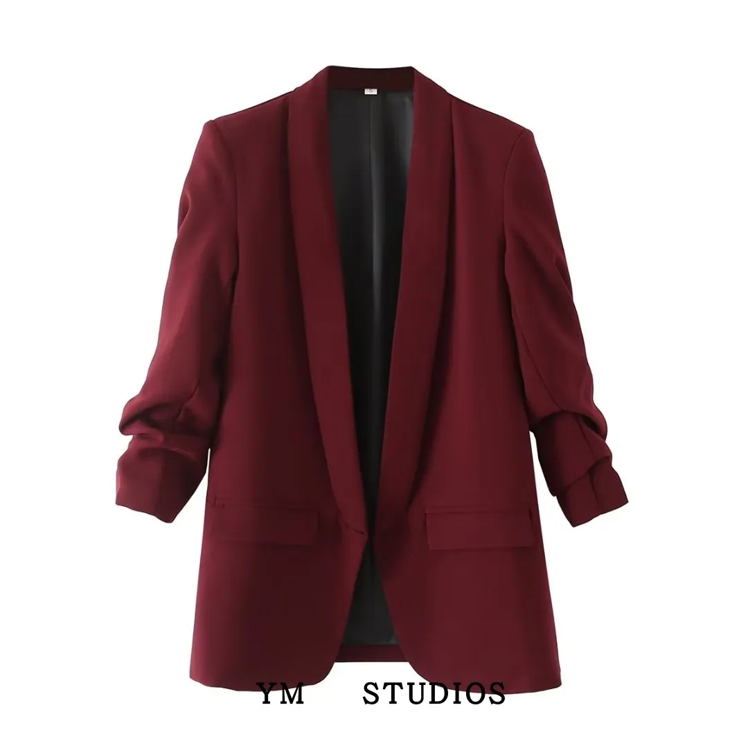 ฤดูใบไม้ผลิ Street Sle ผู้หญิงสีบริสุทธิ์ยาว Sve Jaet เสื้อสเวตเตอร์ถักฐาน irt ปรับแต่งหลวม Fit Faion Top