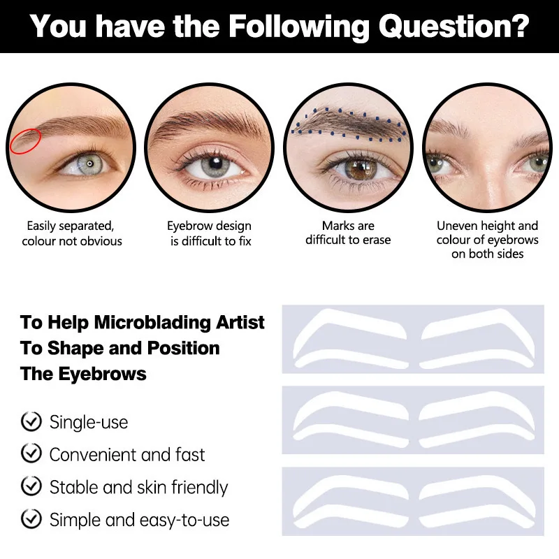 10 par jednorazowe przewodnik do kształtowania brwi dla aerografu taśma kształtująca brwi Microblading brwi pomocniczy szablon naklejka przybory do makijażu — zdjęcie 4