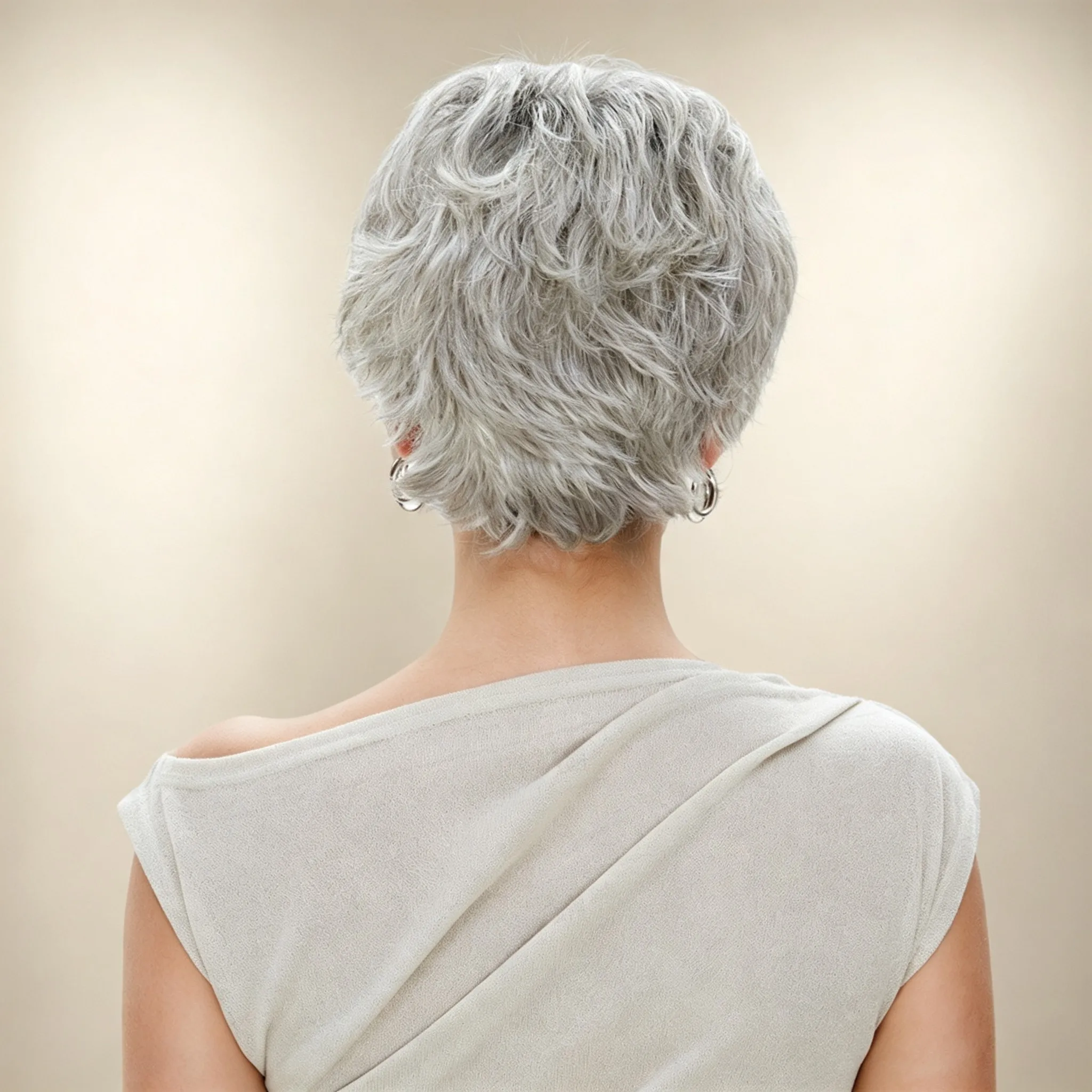 Vintage Layered Textured Short Wig 12Inch With Side Swept Bangs For Women Natural Hairline Lightweight Adjustable Cap Mature