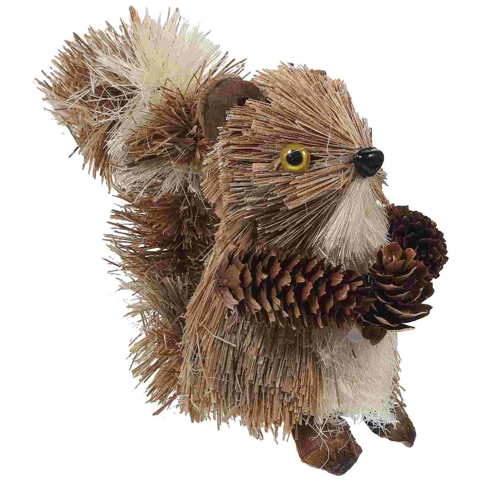 Creatures Christmas Squirrel Ornaments Stuffed Animals Figurine Toy Dog Wooden Baby