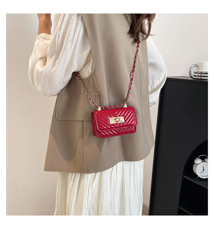 2026 5 Farben NEUES Design Taschen für Damen, Trendige neue Mini-Umhängetaschen im Western-Stil mit Kette, Modische Elegante Taschen – Detail 4