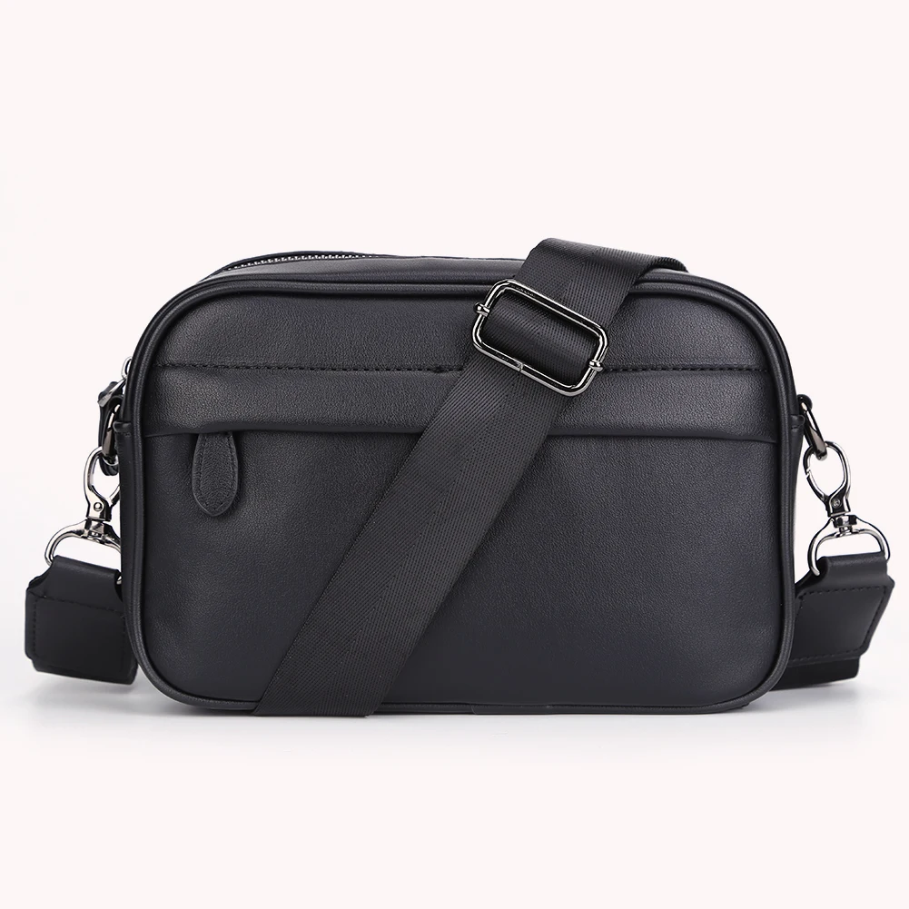Casual Business Purse Handbag Classic Pattern Men Shoulder Crossbody Bag Wide Strap Small Square for Travel Work Male Sling Bags