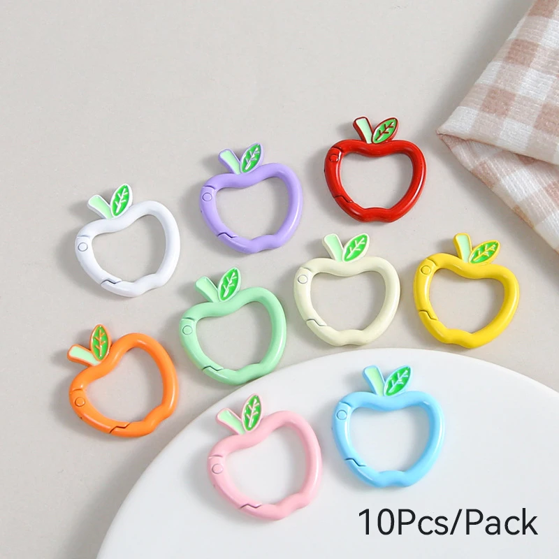 Creative 10Pcs/Pack Apple Baked Paint Buckle For Keychain Making Accessories 6 Colors Options Alloy Clasp DIY Hanging Keyring