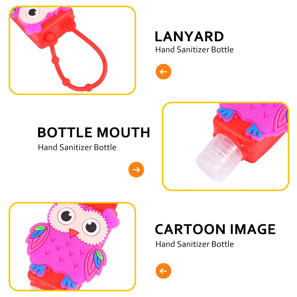 

4pcs Silicone Liquid Travel Bottle Cartoon Design Leak-Proof Portable Hand Refillable Bottle For Family Outdoor