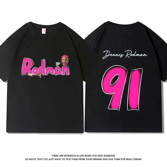 

American Rodman Graffiti Hand-painted Cotton Basketball Short-sleeved T-shirt Men's and Women's Loose Casual Tee Street Wear