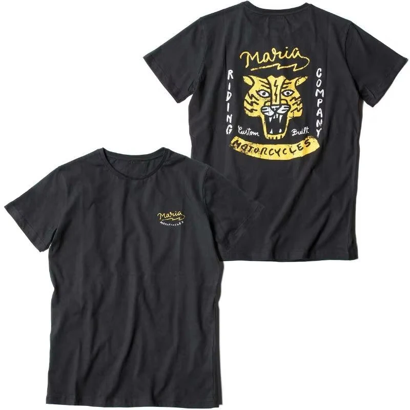 

2025 New Maria Riding Company Mad Tiger T-Shirt Motorcycle Summer Luxury Brand Cotton Men Women Short Sleeve Streetwear Graphic