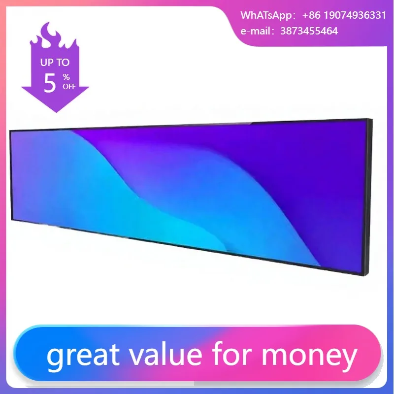 Custom 178 Degree Wide Viewing Angle Bar LCD With Optional Android System For Shopping Mall Digital Signage