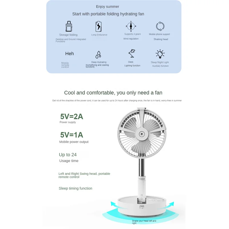 

Портативный складной напольный вентилятор с низким уровнем шума, 7200 мАч, уличный перезаряжаемый летний вентилятор для спальни, настольного охлаждения-B
