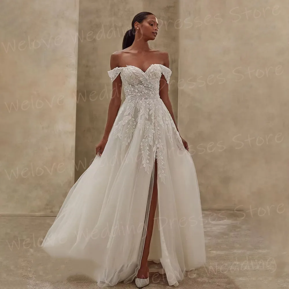 Magnifique ligne A pour femmes, avec des Appliques en dentelle, épaules dénudées, robes De mariée personnalisées