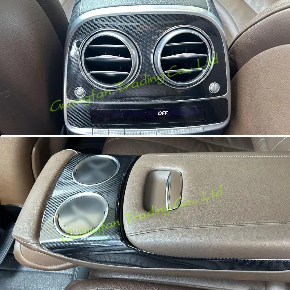 For Benz S class W222 2014-2020 Interior Central Control Panel Door Handle Carbon Fiber Stickers Decals Car styling Accessorie