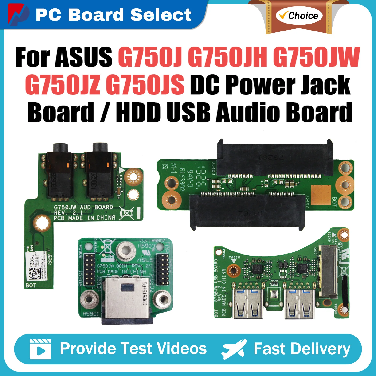 

G750J For ASUS ROG G750JH G750JW G750JS G750JZ G750JX G750JM G750JY G750JH DC Power Jack Board or Hard Disk HDD USB audio board