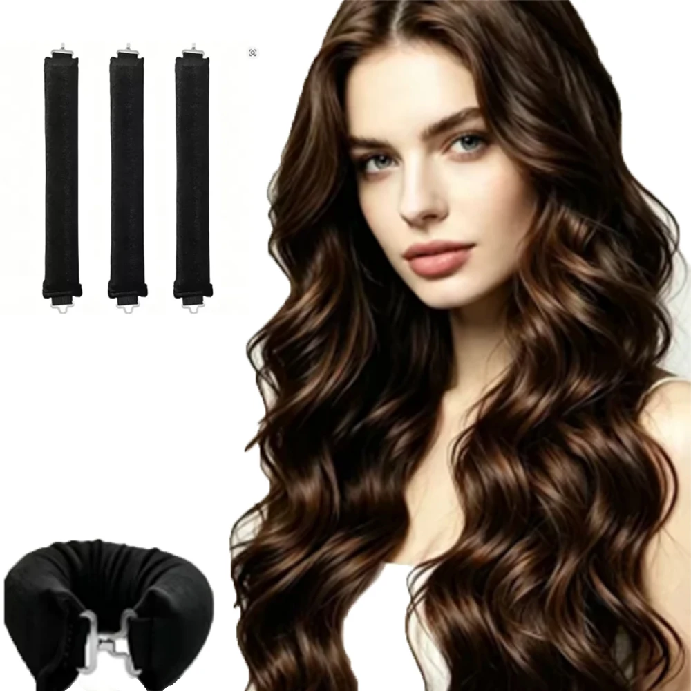 Heatless Hair Curling Headband Soft Flexi Rollers with Hook Lazy Curls Sleeping Hair Styling Tool for Natural Look No Heat 3PCS