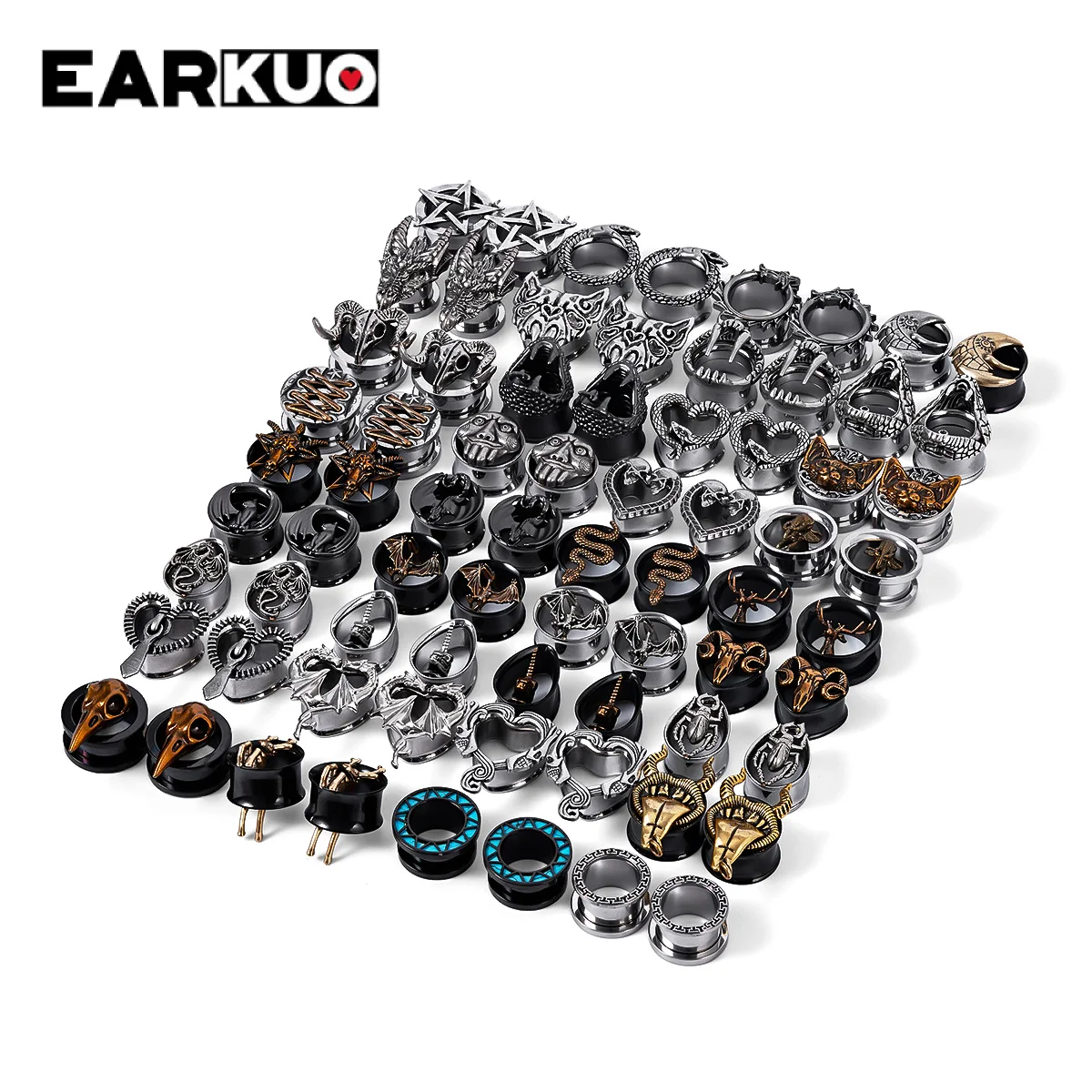 Mystery Gift 5-10 Pairs Stainless Steel Ear Plugs Tunnels Mixed Designs Surprise Ear Stretcher for Body Piercing Jewelry
