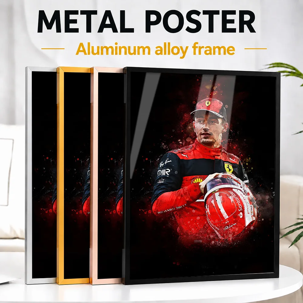 Charles Leclerc Formula Racing Metal Poster With Aluminum Alloy Frame Personalized Photo Dynamic Track Style Wall Art For Garage