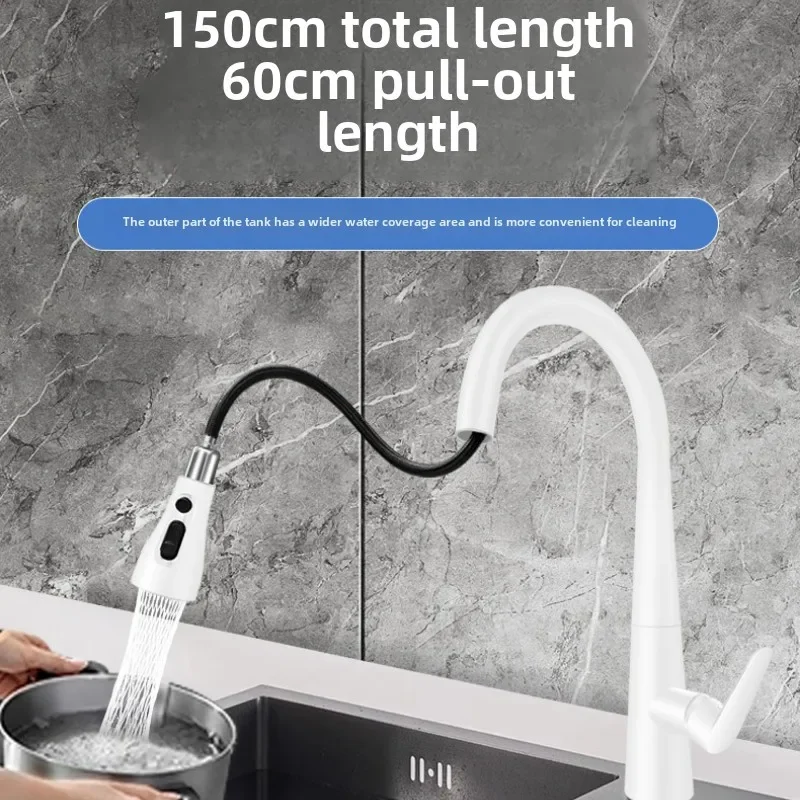 Black Kitchen Mixer Tap Single Hole Pull-Out Spout Deck Mounted Sink Mixer with Stream Sprayer