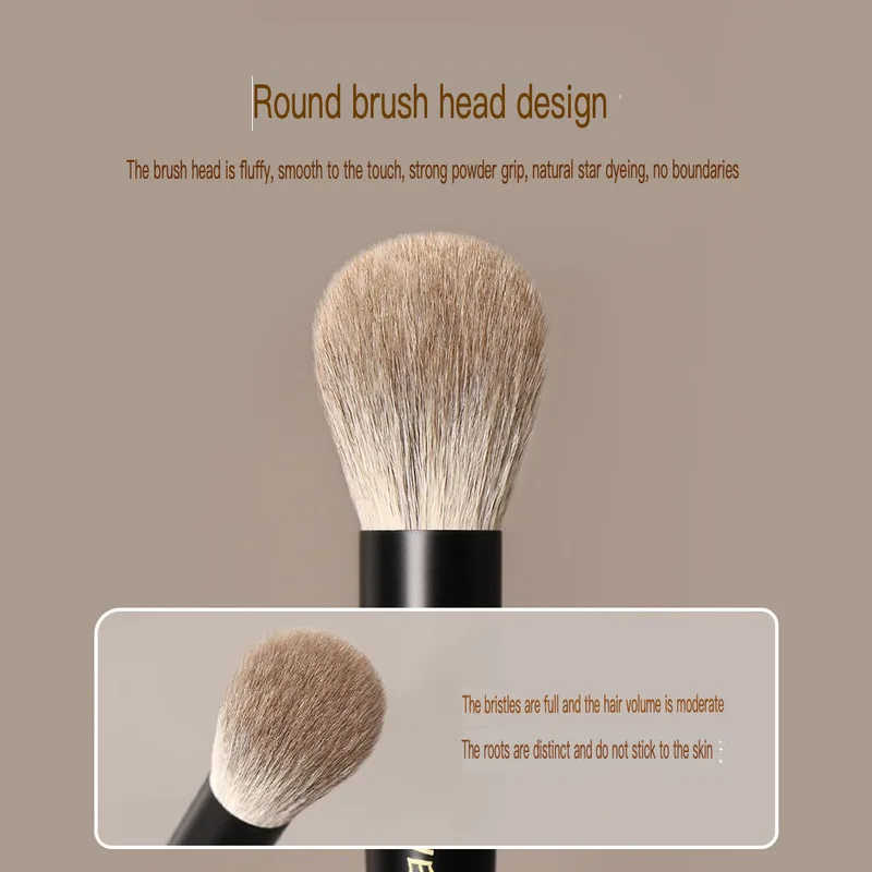Anti-Aging Sandalwood T71 Round Head Blush Highlight Animal Hair Ultra-Soft Bristles Makeup Brush For Beginners
