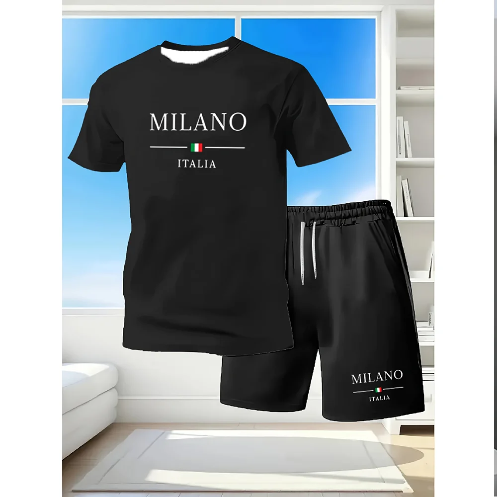 

Adult Men's Summer Casual O-neck Short Sleeved T-shirt With Letter Element Printed Running T-shirt Minimalist Style T-shirt