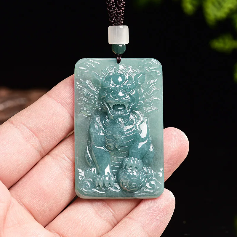 Grade A Natural Myanmar Jadeite Lion Pendant Necklace Gemstone Fashion Accessories Real Jade Charm Jewelry Gifts for Women